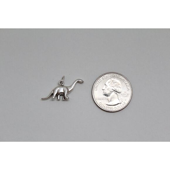 Sterling Silver Dinosaur Charm, Sterling Silver Apatosaurus Dinosaur Charm - Picture 4 of 8